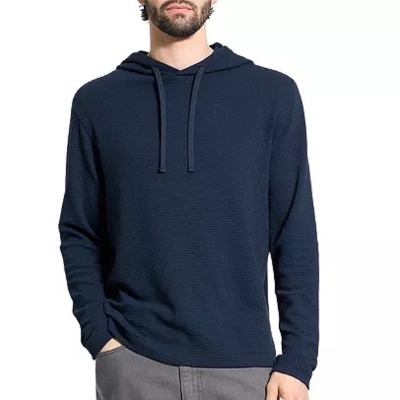 THEORY Men’s Delroy Textured Relaxed Fit Hoodie Navy Size M L